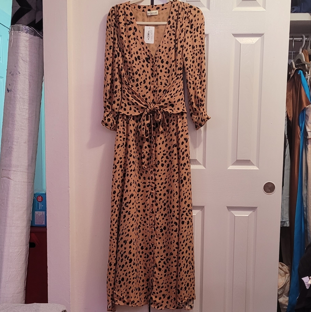 Nwt Nicholas Tie-Front Leopard-Print Silk-Crepe M… - image 4